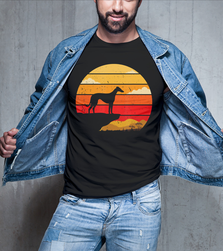 Vintage Italian Greyhound Silhouette Scenic Sunset T-Shirt