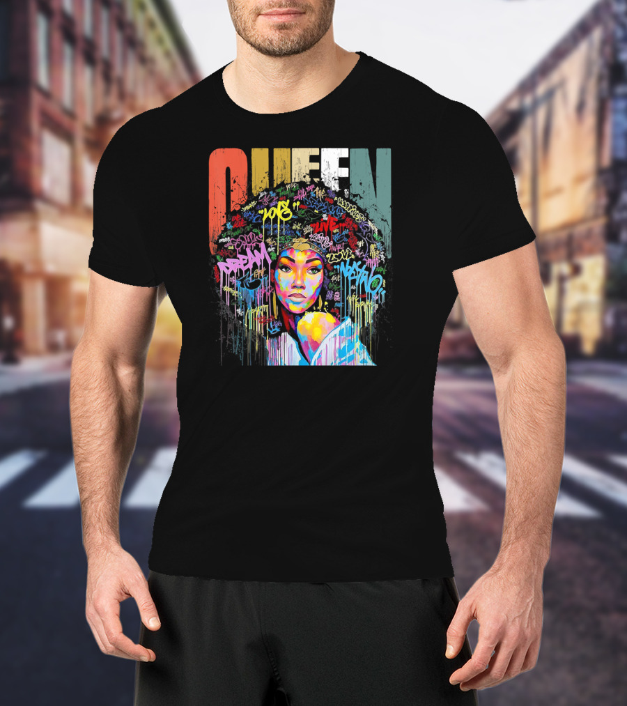 Queen African American Educated Strong Graffiti T-Shirt