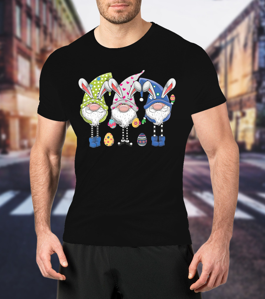 Easter Gnomes With Bunny Ears And Colorful Eggs For Egg Hunting T-Shirt