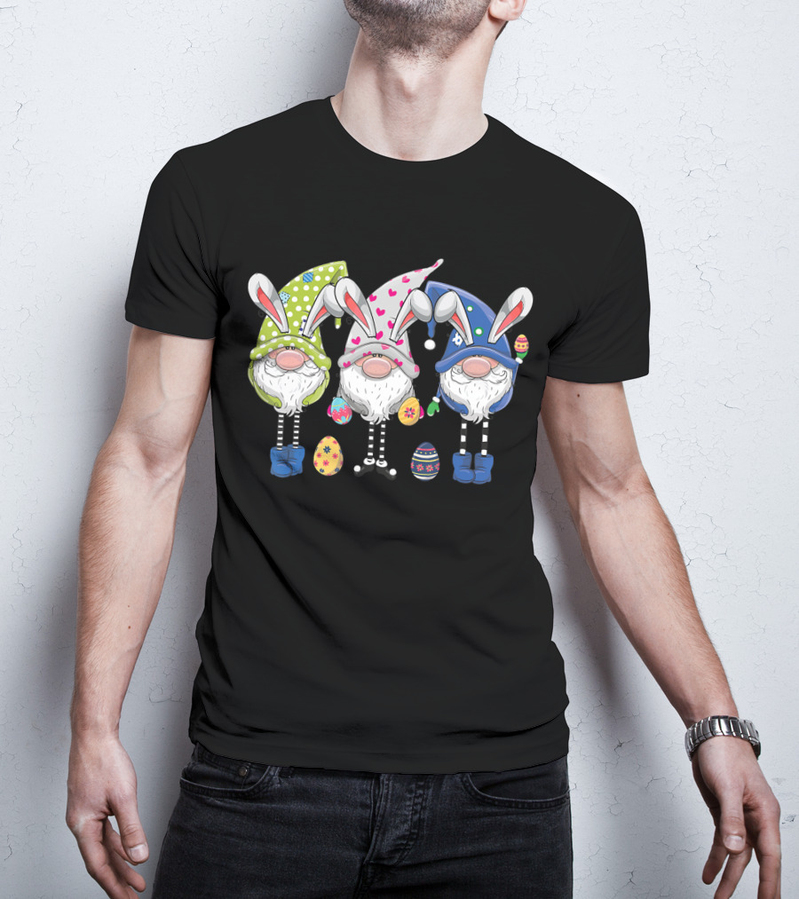 Easter Gnomes With Bunny Ears And Colorful Eggs For Egg Hunting T-Shirt