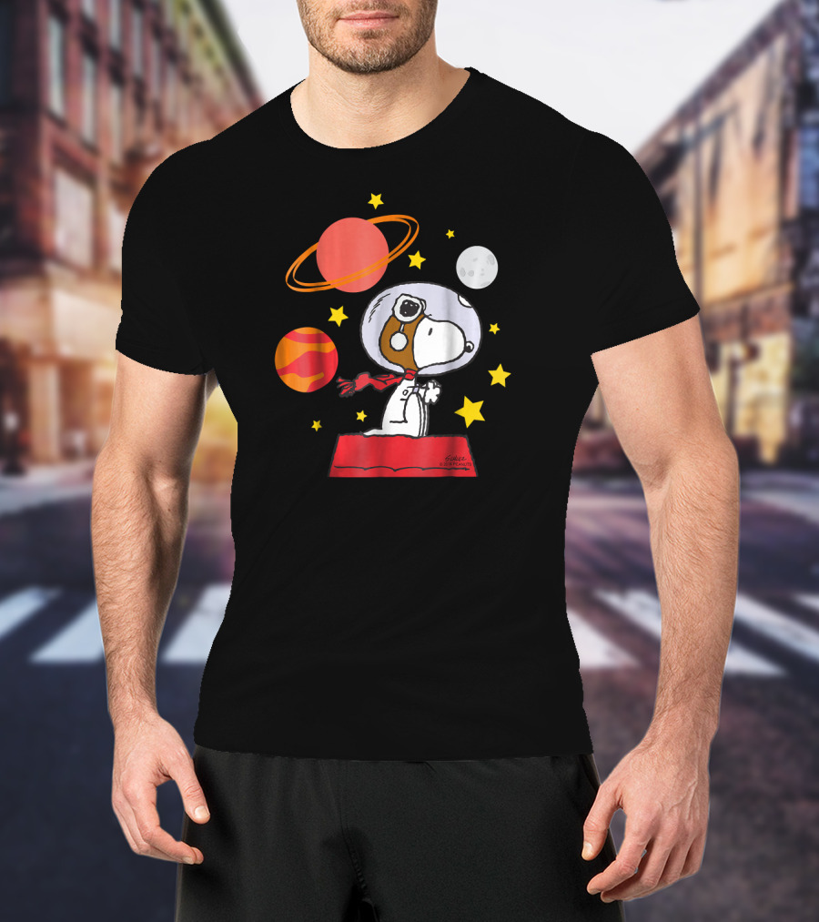 Peanuts Snoopy Astronaut With Planets And Stars T-Shirt
