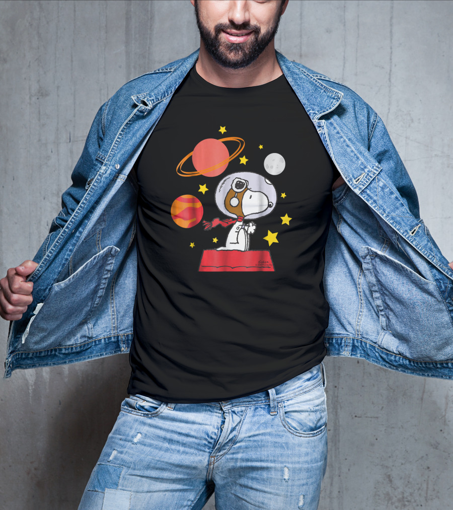 Peanuts Snoopy Astronaut With Planets And Stars T-Shirt