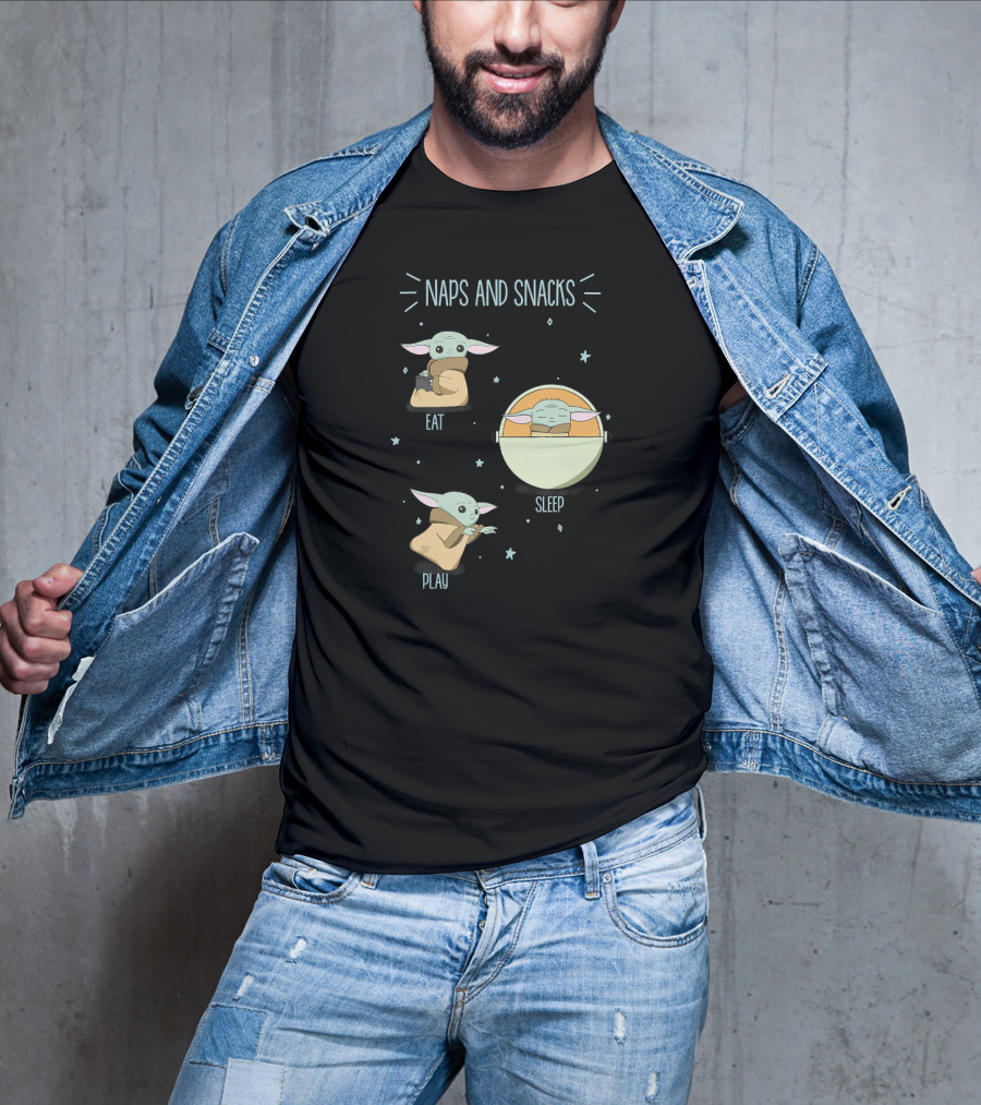 Star Wars The Mandalorian Naps And Snacks Eat Sleep Play The Child Doodles T-Shirt
