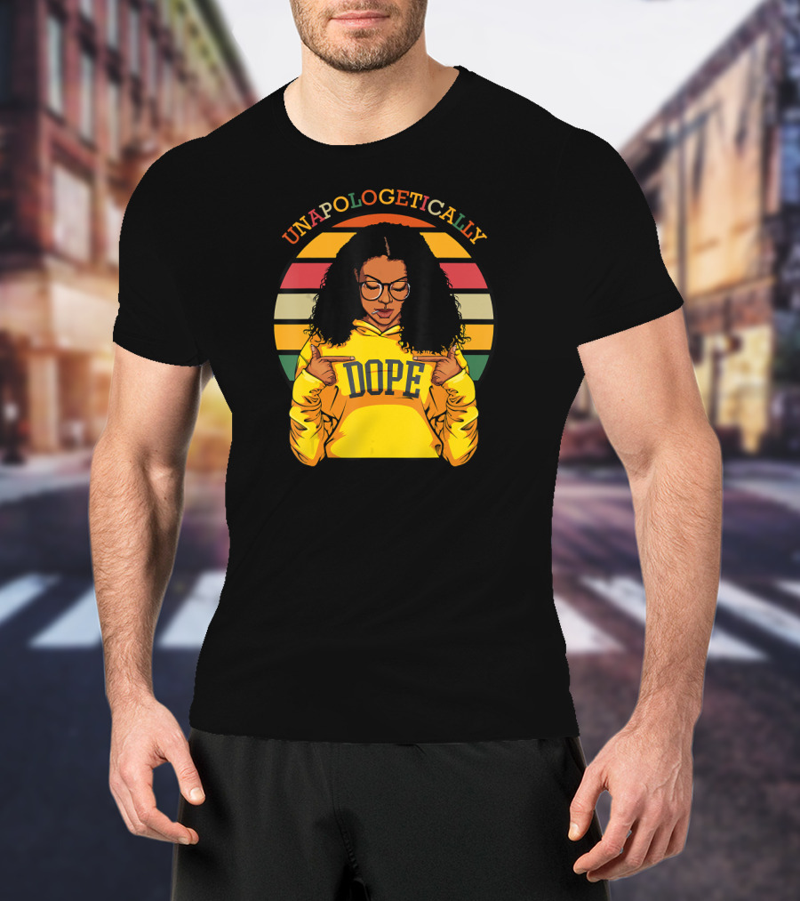 Unapologetically Dope Afro Pride Black History Month Retro Stripes T-Shirt