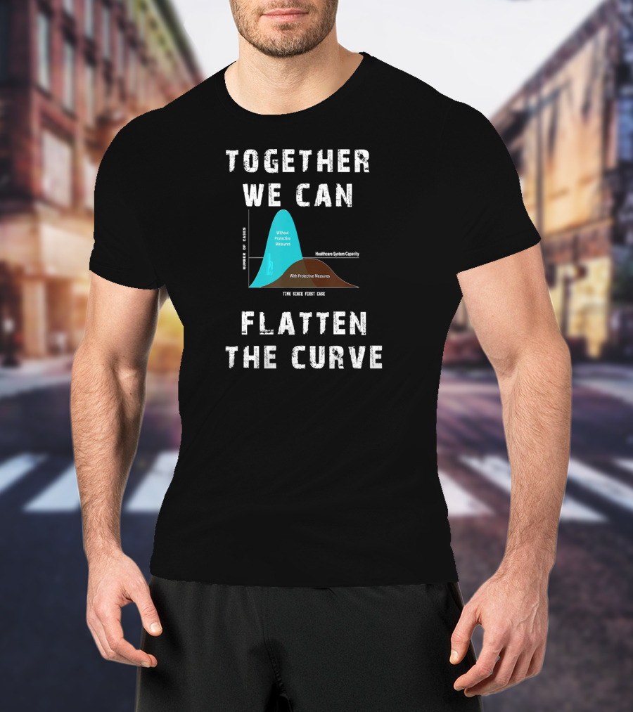 Together We Can Flatten The Curve With Protective Measures Graph T-Shirt