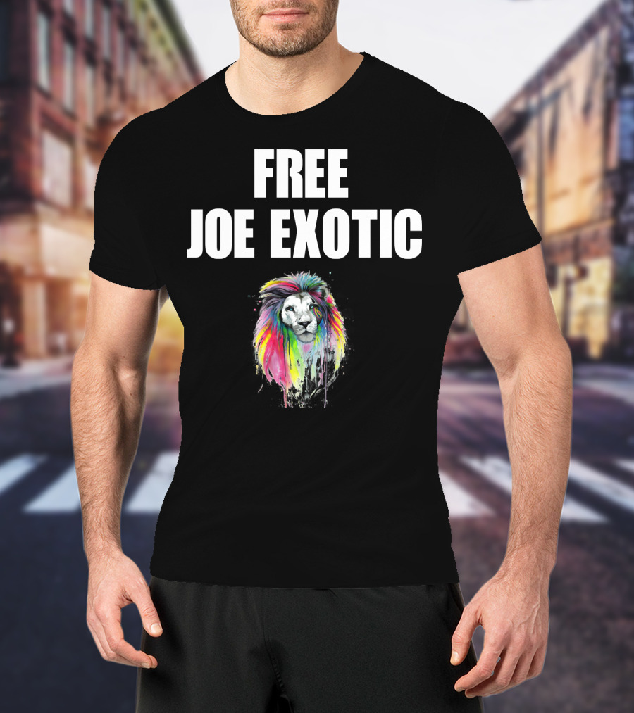 FREE JOE EXOTIC Colorful Lion Head T-Shirt
