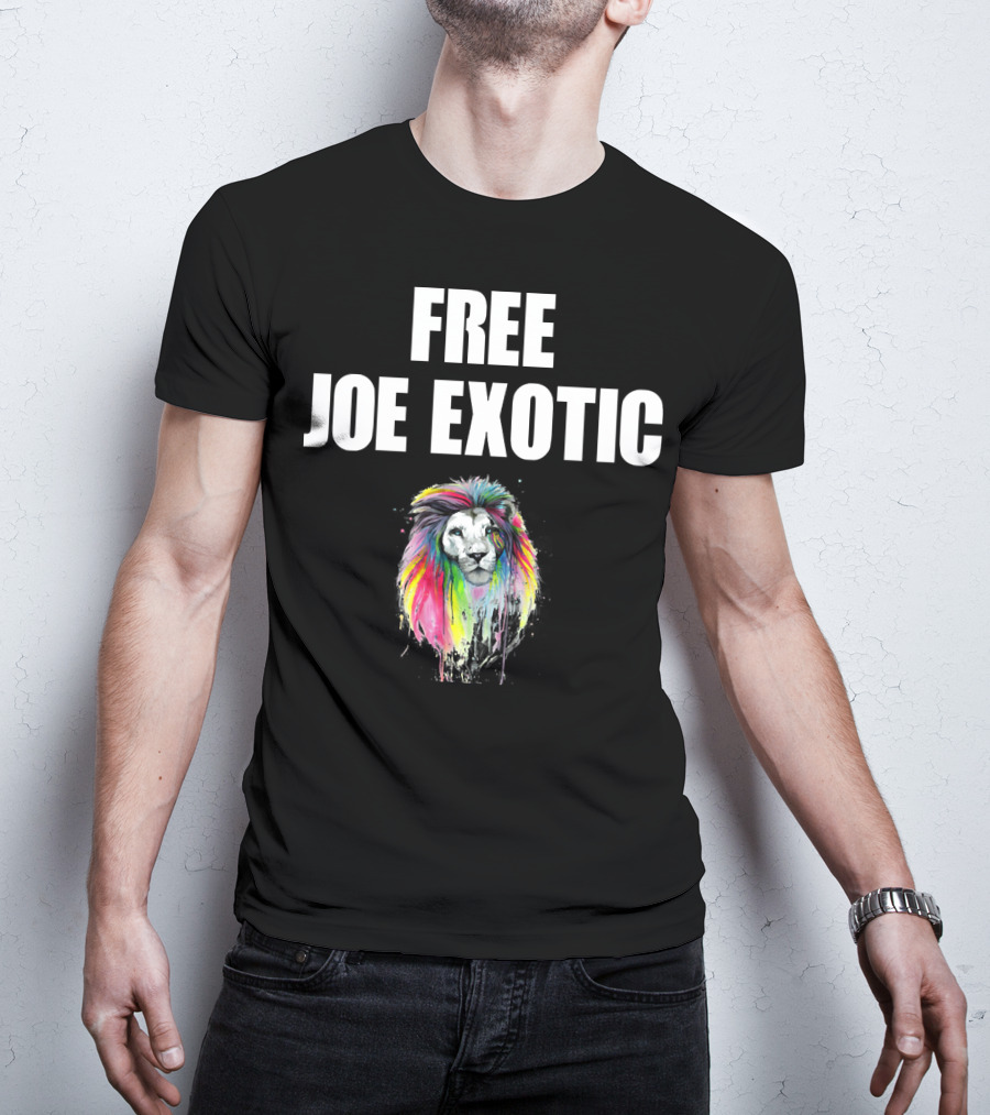 FREE JOE EXOTIC Colorful Lion Head T-Shirt