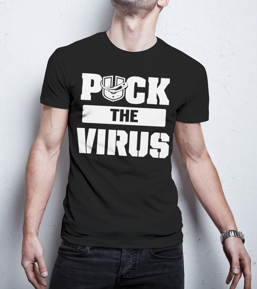 Puck The Virus Hockey Mask Sports Humorous Message T-Shirt