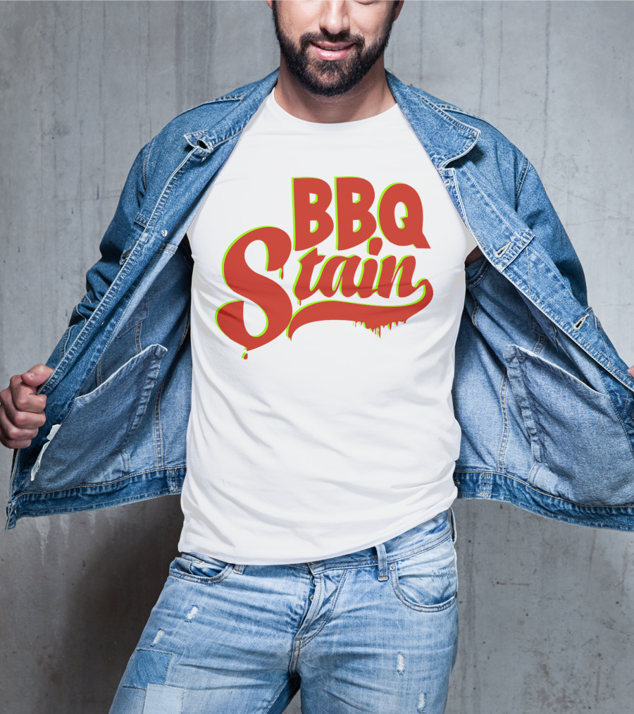 BBQ Stain Dripping Font Bold Red Green Outline T-Shirt