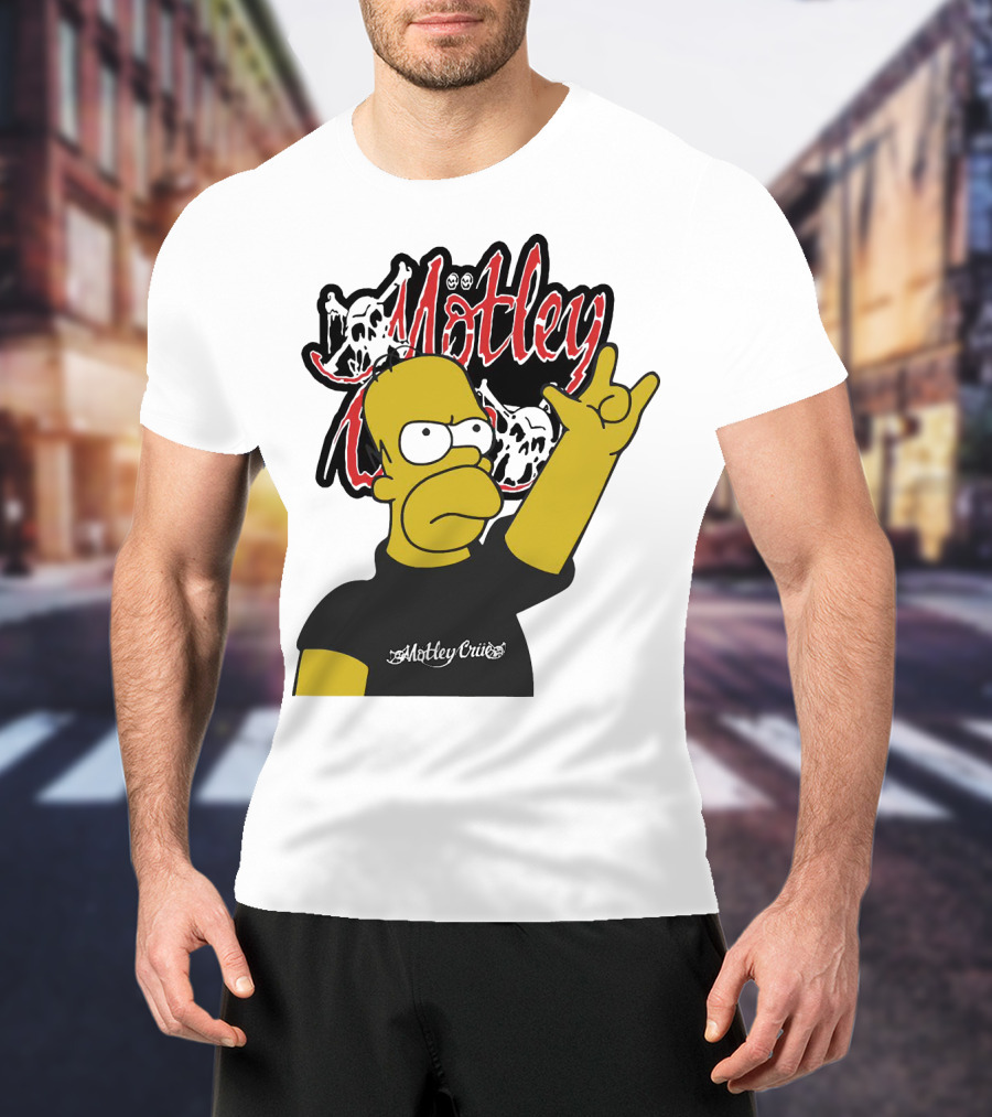 Homer Simpson Motley Crue Rock Salute T-Shirt