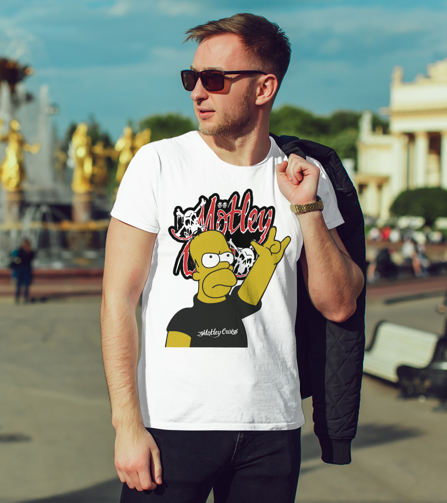 Homer Simpson Motley Crue Rock Salute T-Shirt