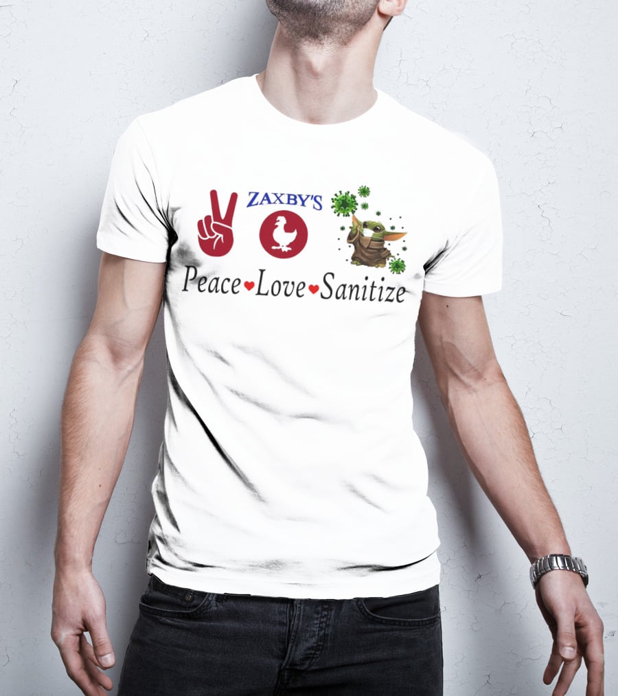 Zaxby's Peace Love Sanitize Baby Yoda T-Shirt
