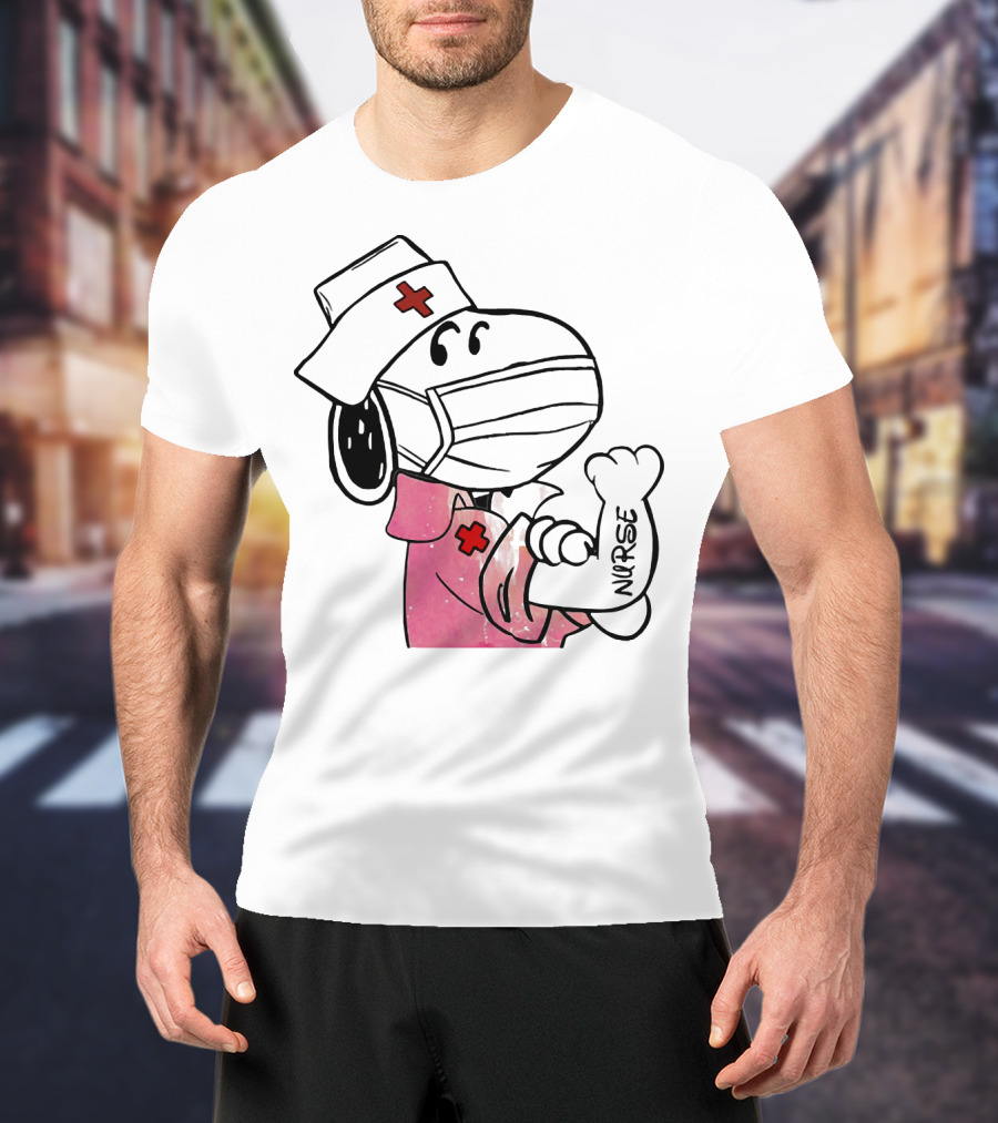 Snoopy Nurse With Arm Tattoo Showing Strength T-Shirt