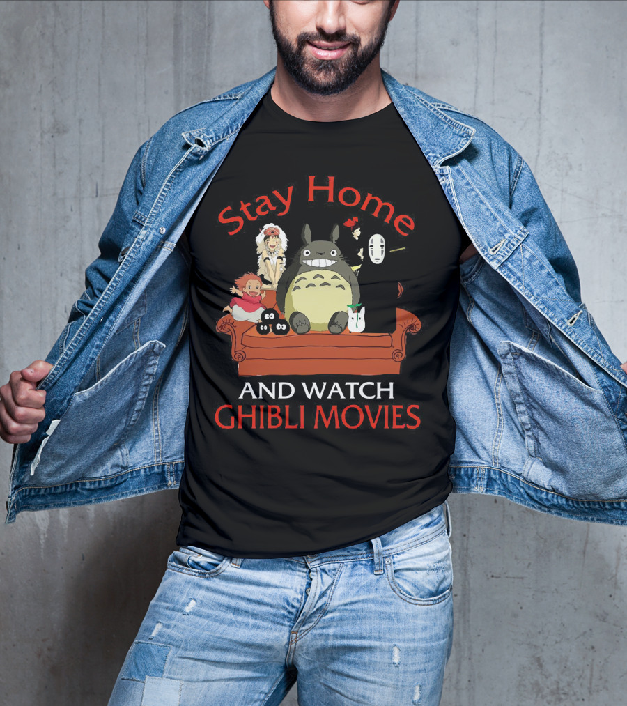 Stay Home And Watch Ghibli Movies Totoro No Face Characters Couch T-Shirt