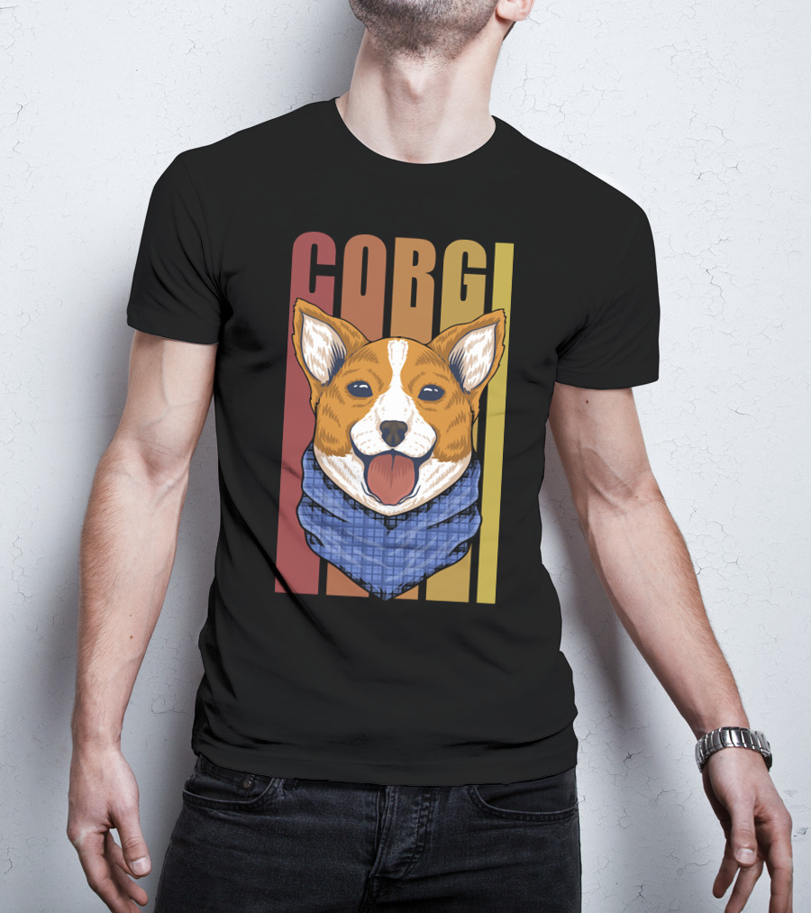 Corgi Dog Bandana Retro 158 T-Shirt