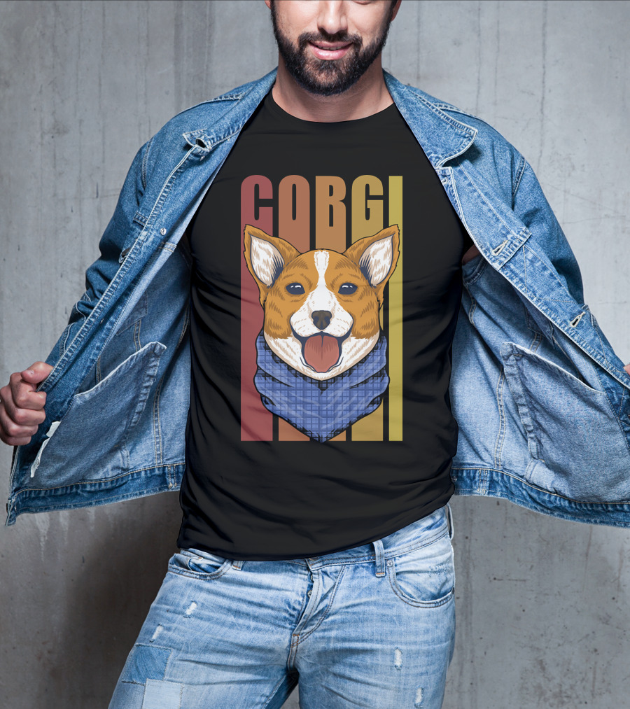 Corgi Dog Bandana Retro 158 T-Shirt