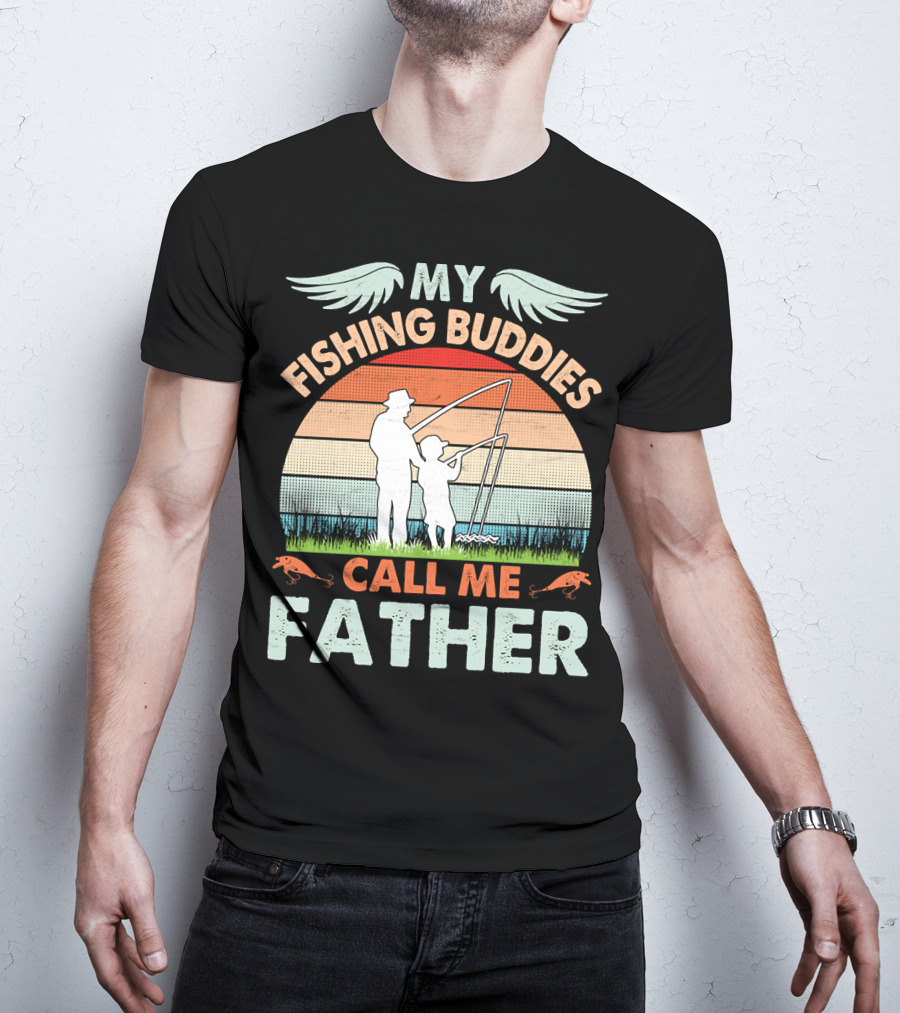 My Fishing Buddies Call Me Father Retro Sunset T-Shirt