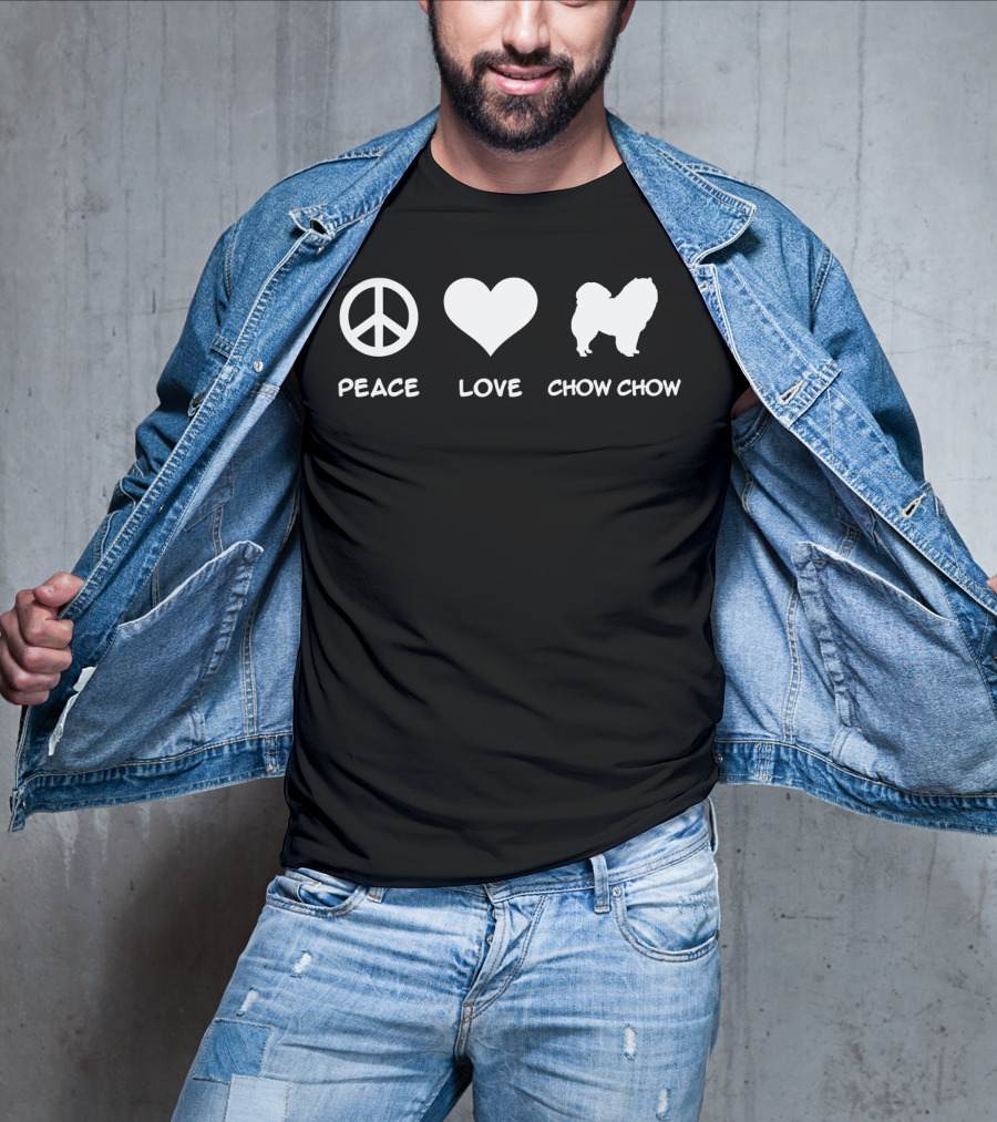 Peace Love Chow Chow Dog Silhouette Icon Trio T-Shirt
