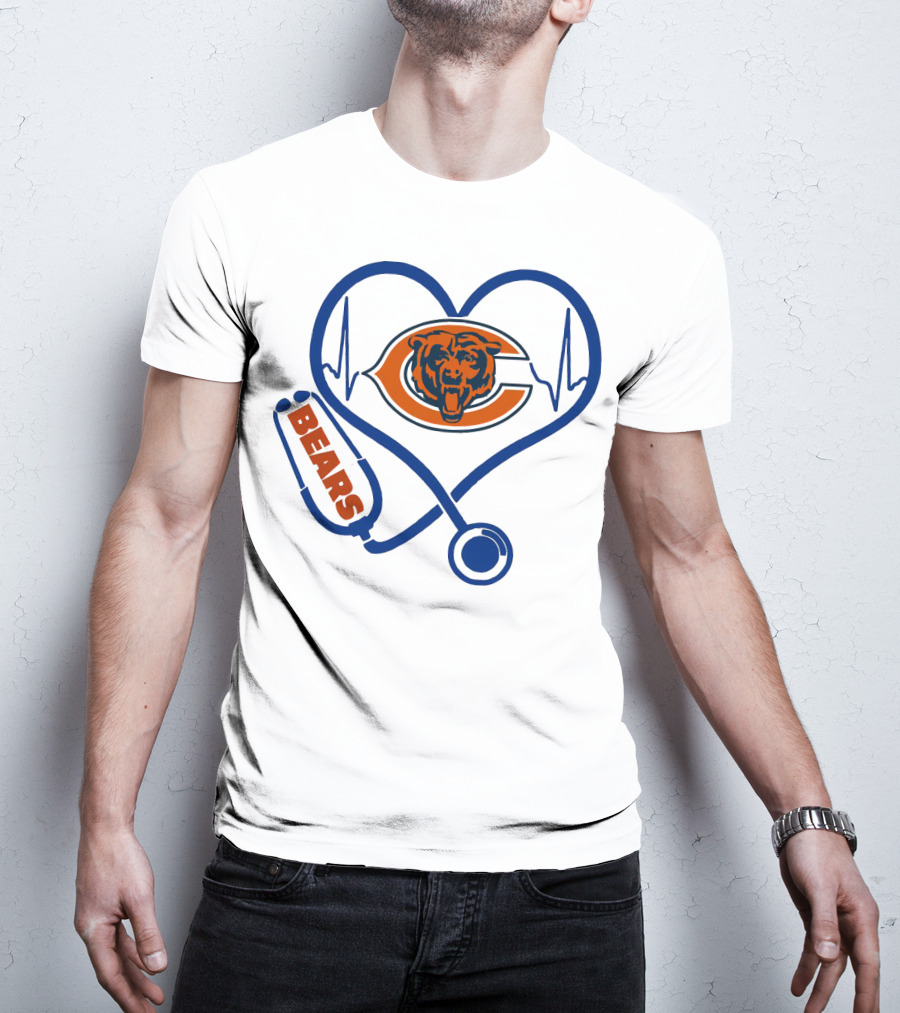 Chicago Bears Stethoscope Heartbeat T-Shirt