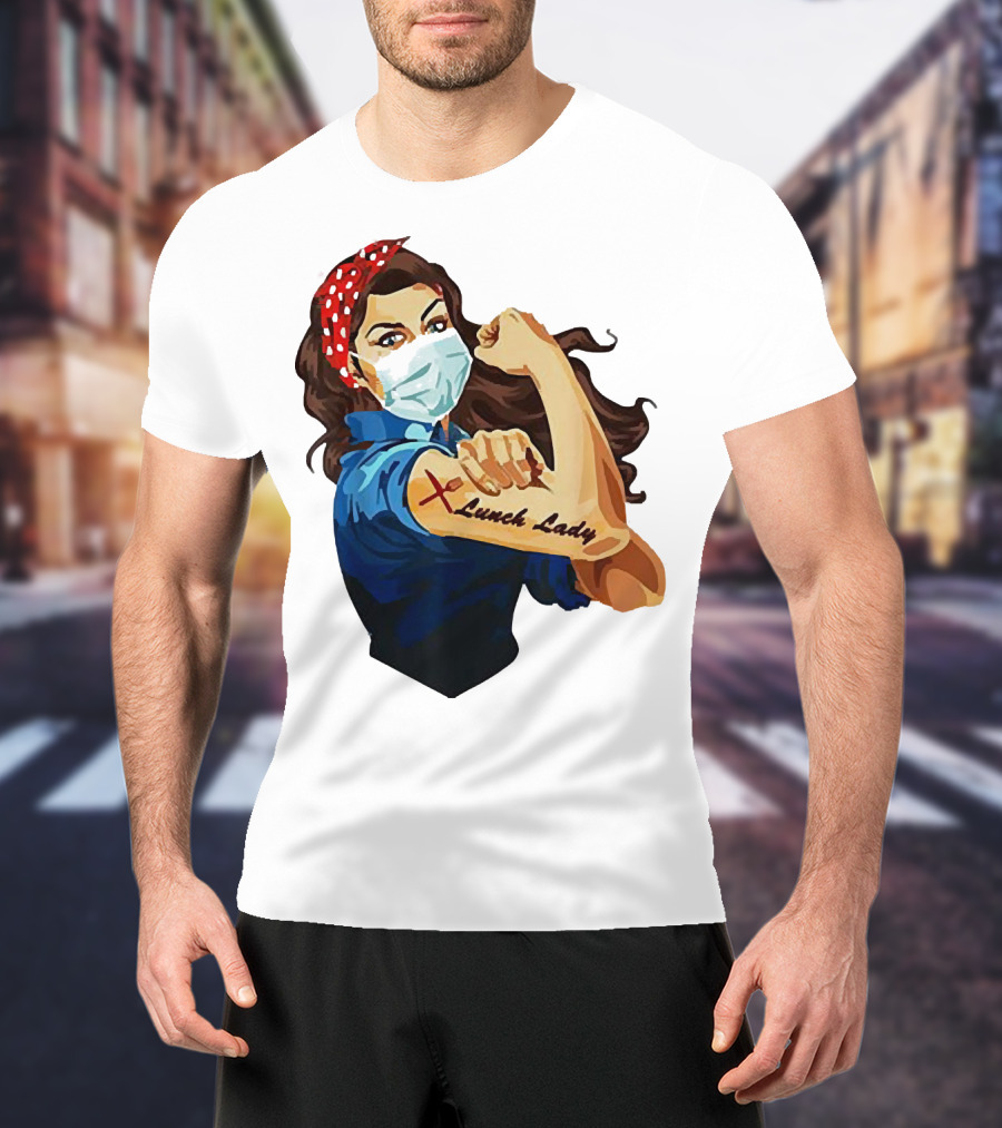 Strong Woman Masked Tattoo Lunch Lady Empowerment T-Shirt