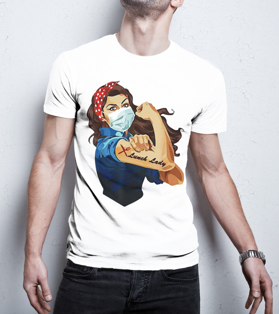 Strong Woman Masked Tattoo Lunch Lady Empowerment T-Shirt