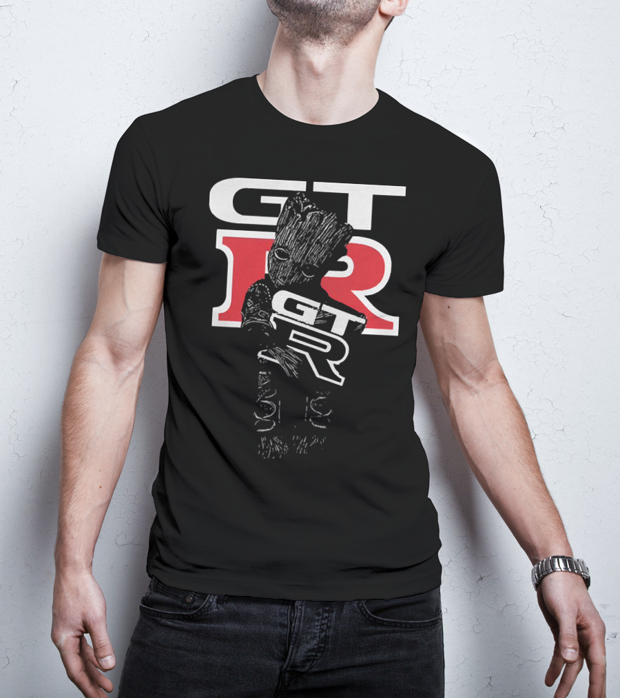 Marvel Baby Groot Holding GTR Racing Emblem T-Shirt