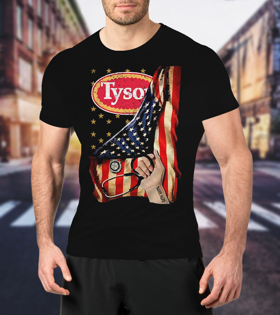 Tyson Foods American Flag Tattoo Sleeve T-Shirt