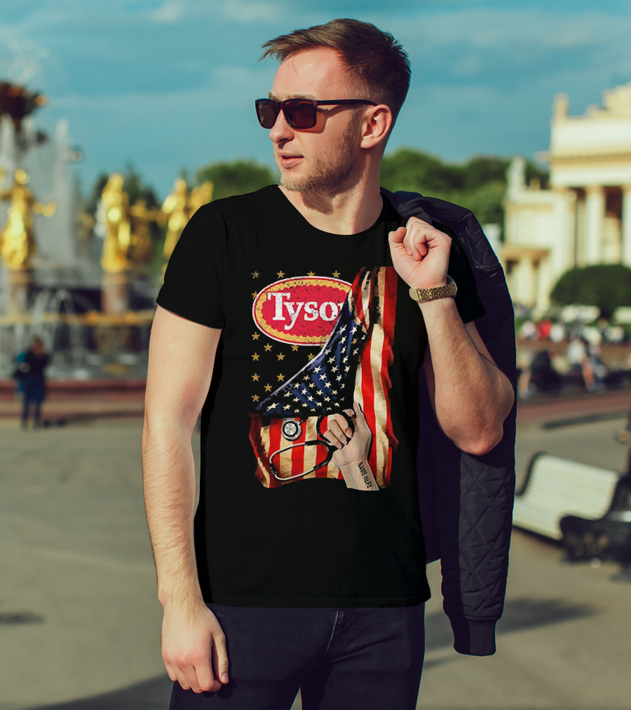 Tyson Foods American Flag Tattoo Sleeve T-Shirt