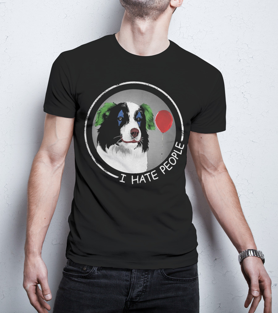 I Hate People Companion Dog With Red Balloon T-Shirt