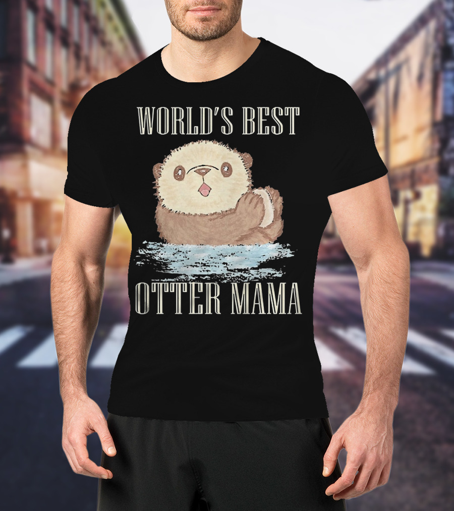 World's Best Otter Mama Cute Watercolor Otter T-Shirt