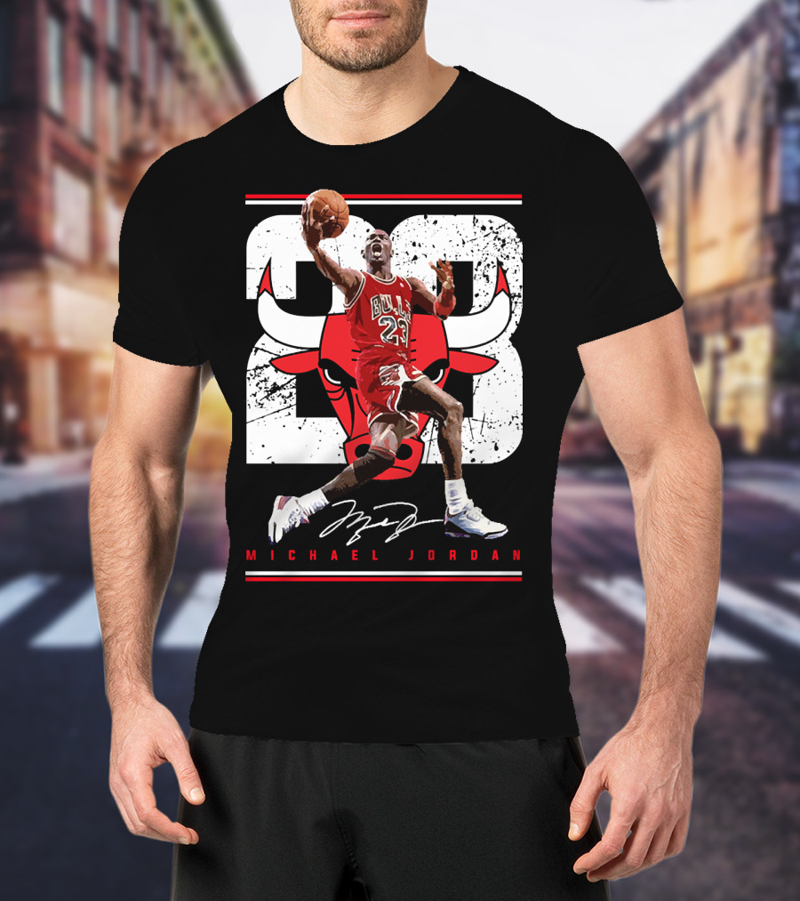 Michael Jordan Bulls 23 Iconic Dunk Signature T-Shirt