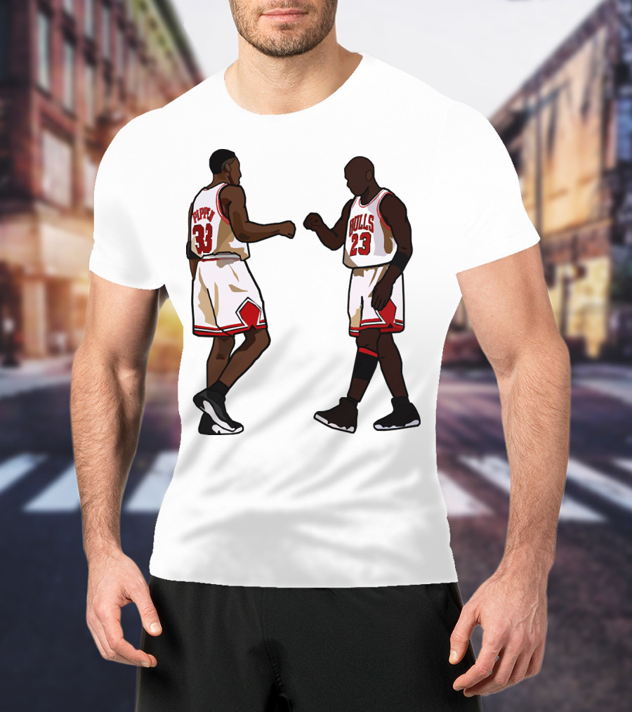 Michael Jordan Scottie Pippen 23 33 Chicago Bulls NBA Throwback T-Shirt
