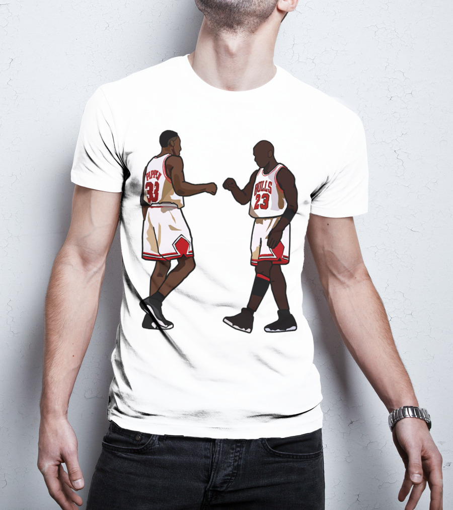 Michael Jordan Scottie Pippen 23 33 Chicago Bulls NBA Throwback T-Shirt