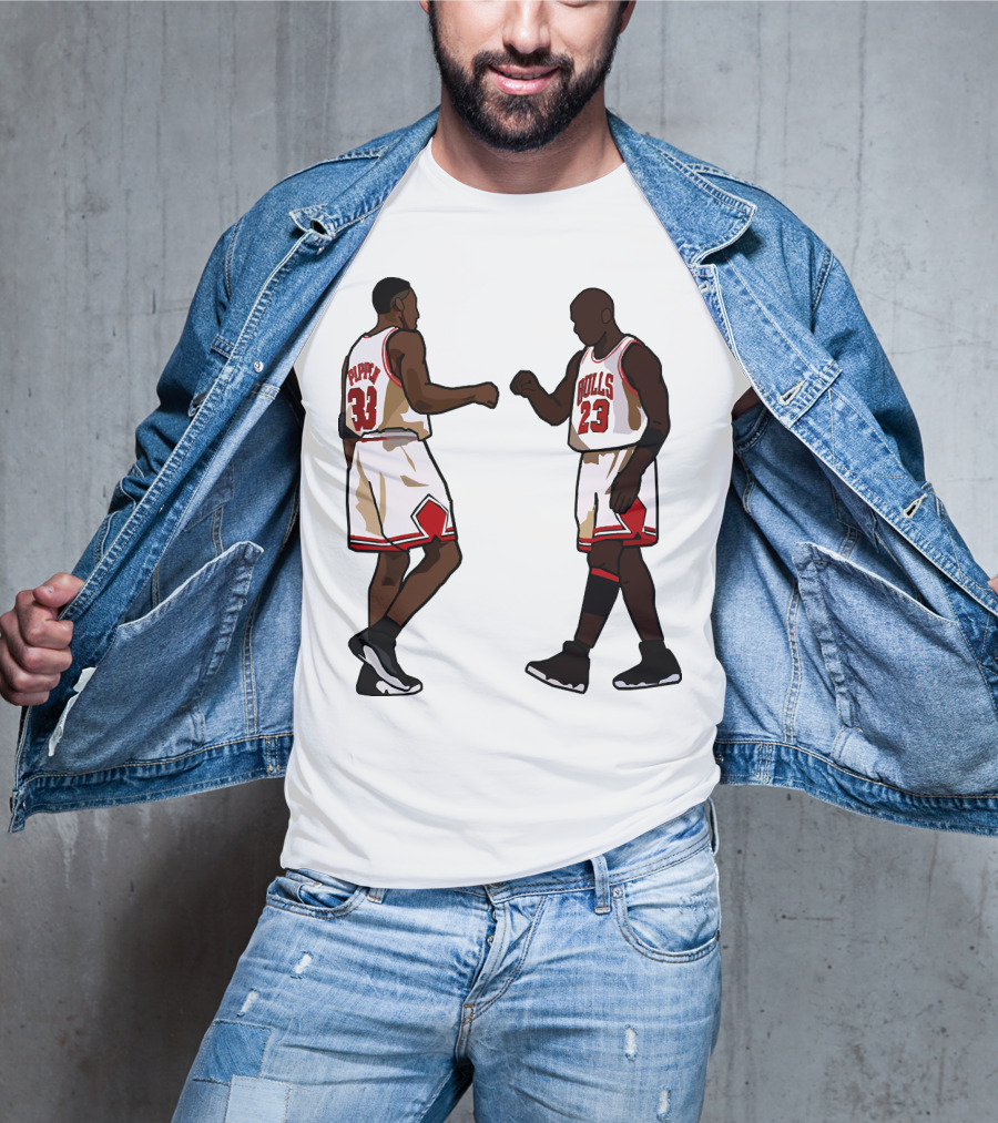 Michael Jordan Scottie Pippen 23 33 Chicago Bulls NBA Throwback T-Shirt