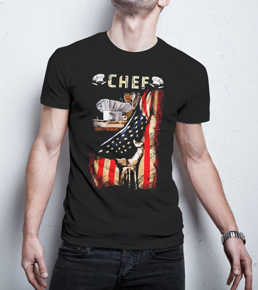 CHEF Proud American Flag Culinary Passion T-Shirt