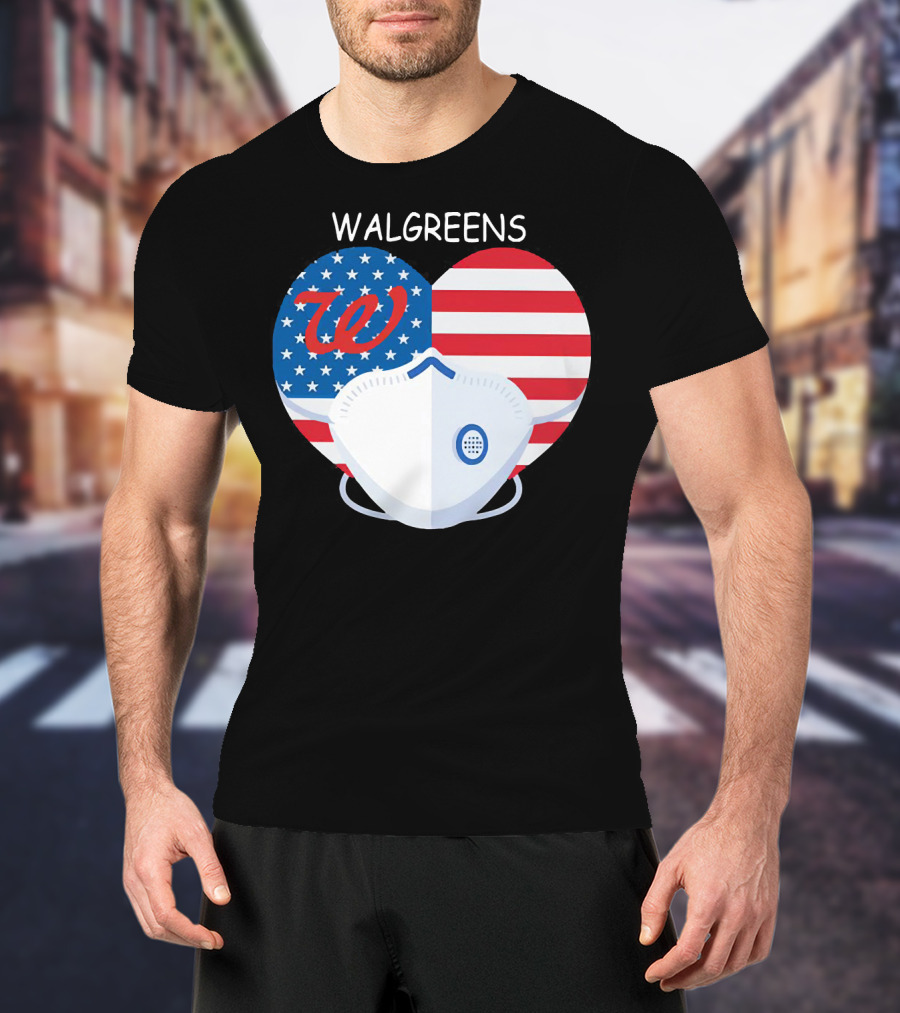 Walgreens Heart American Flag Face Mask T-Shirt