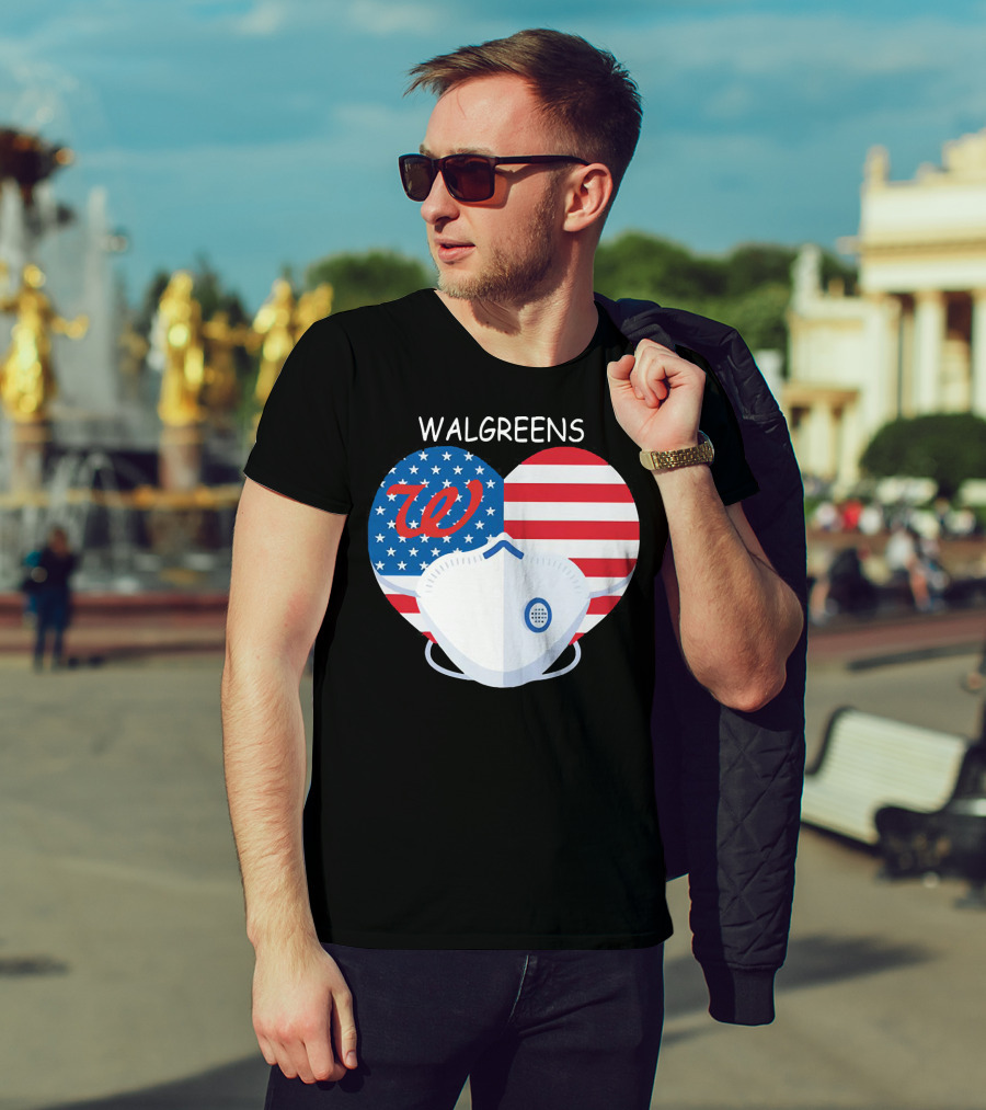 Walgreens Heart American Flag Face Mask T-Shirt
