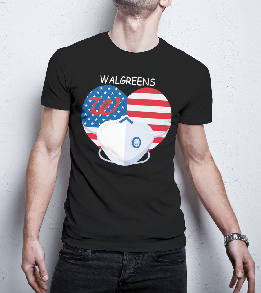 Walgreens Heart American Flag Face Mask T-Shirt