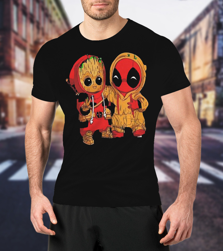 Baby Groot And Baby Deadpool Hoodie Friends T-Shirt