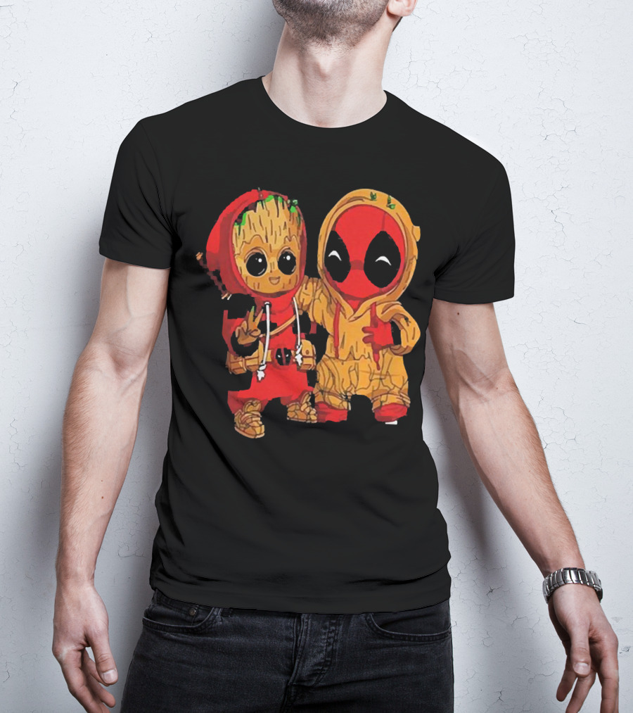 Baby Groot And Baby Deadpool Hoodie Friends T-Shirt