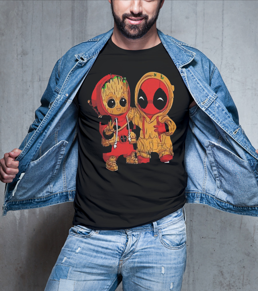 Baby Groot And Baby Deadpool Hoodie Friends T-Shirt