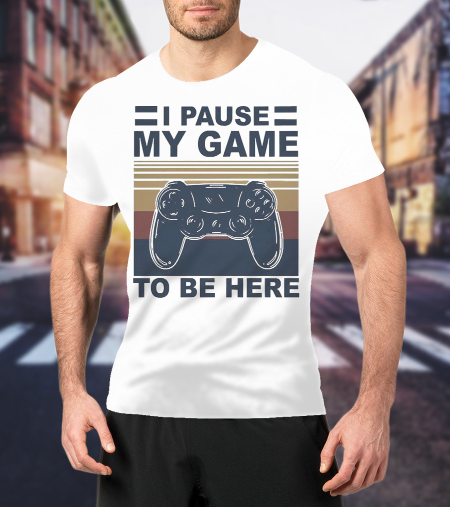 I Pause My Game To Be Here Game Controller Retro Stripe T-Shirt
