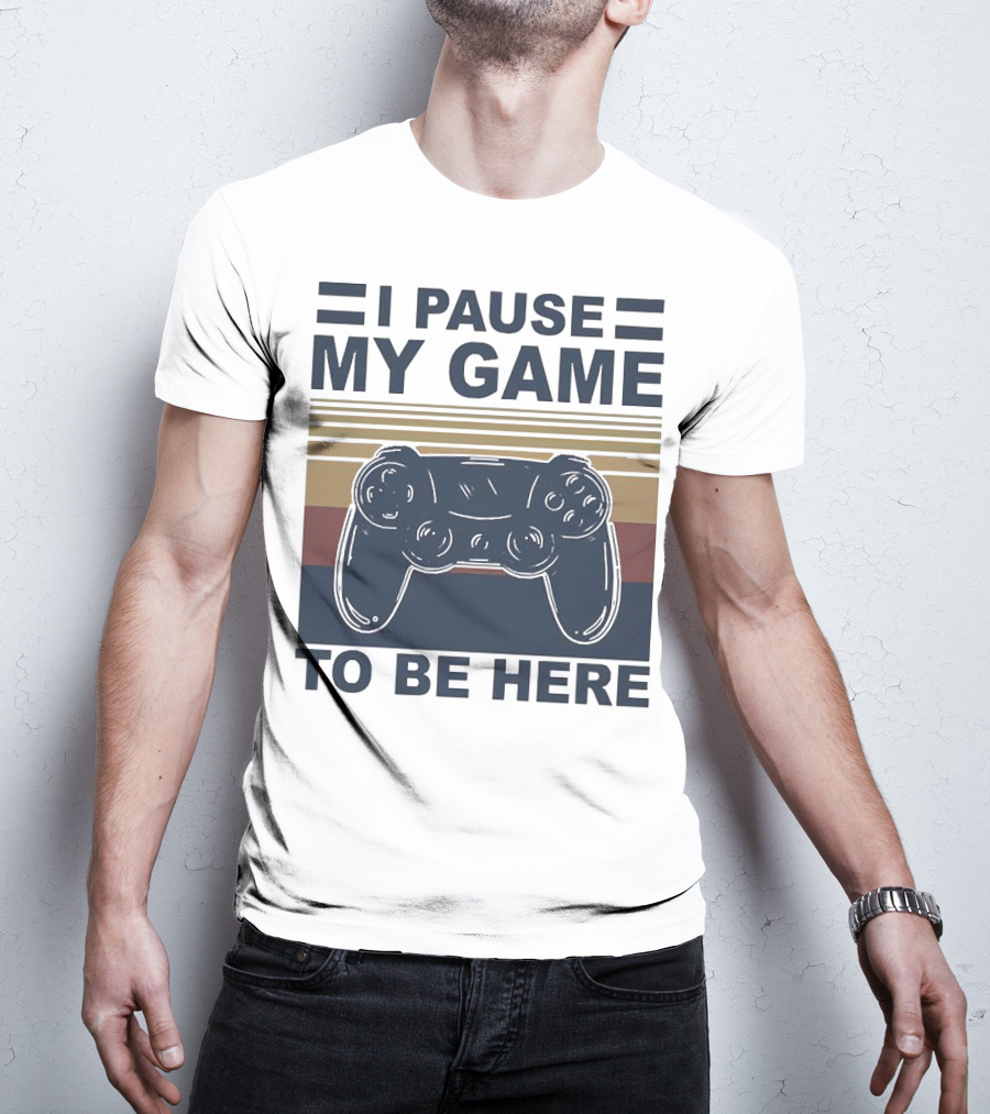 I Pause My Game To Be Here Game Controller Retro Stripe T-Shirt