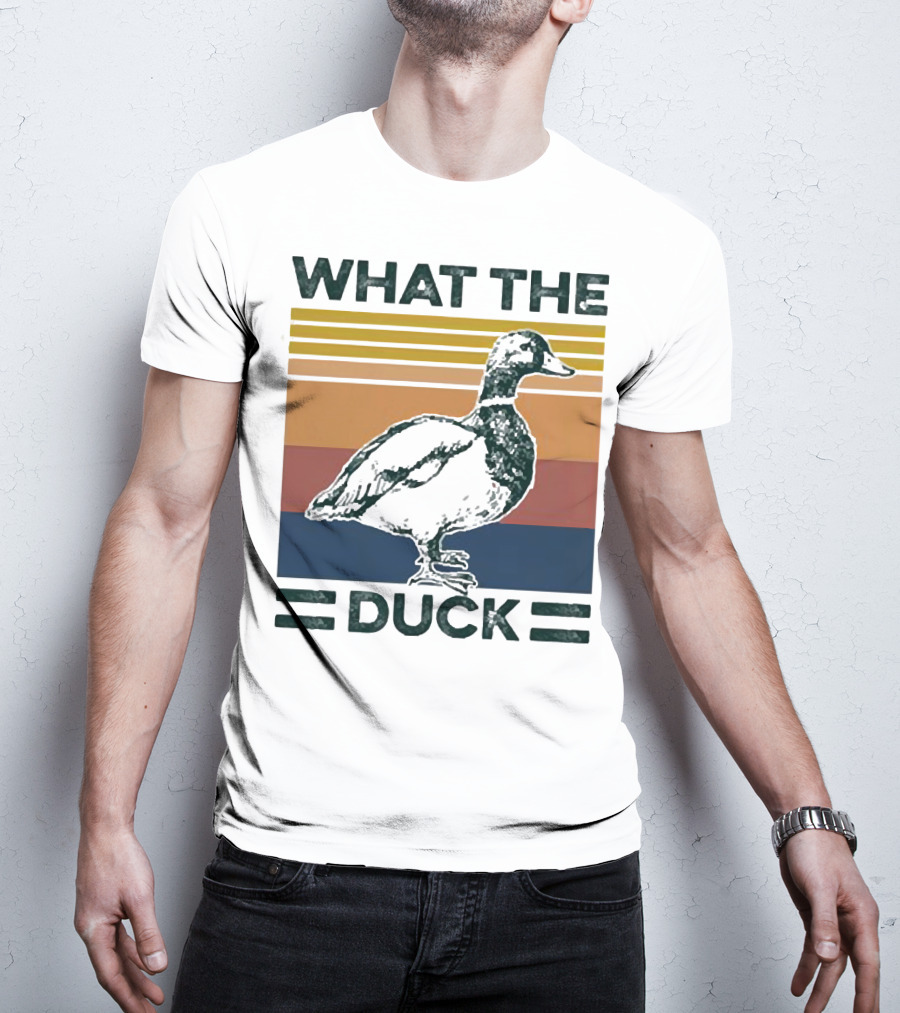 What The Duck Vintage Style Retro Stripes Duck Image T-Shirt