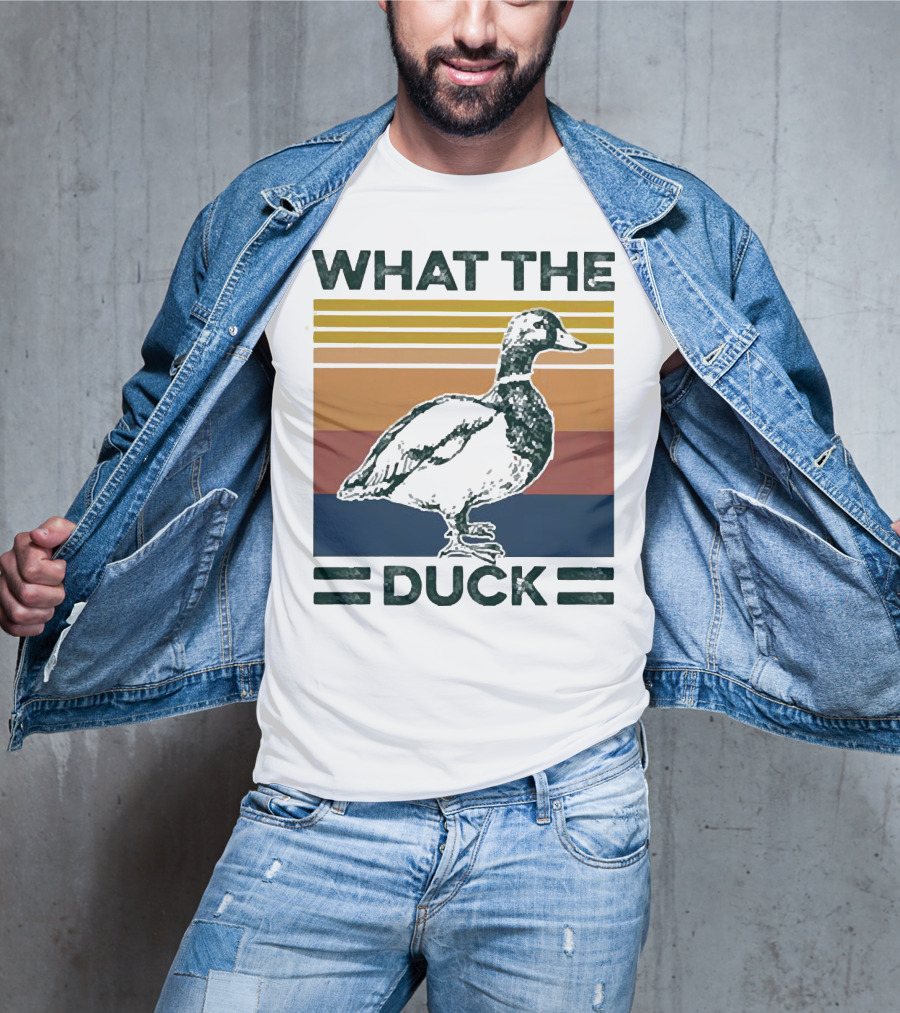 What The Duck Vintage Style Retro Stripes Duck Image T-Shirt
