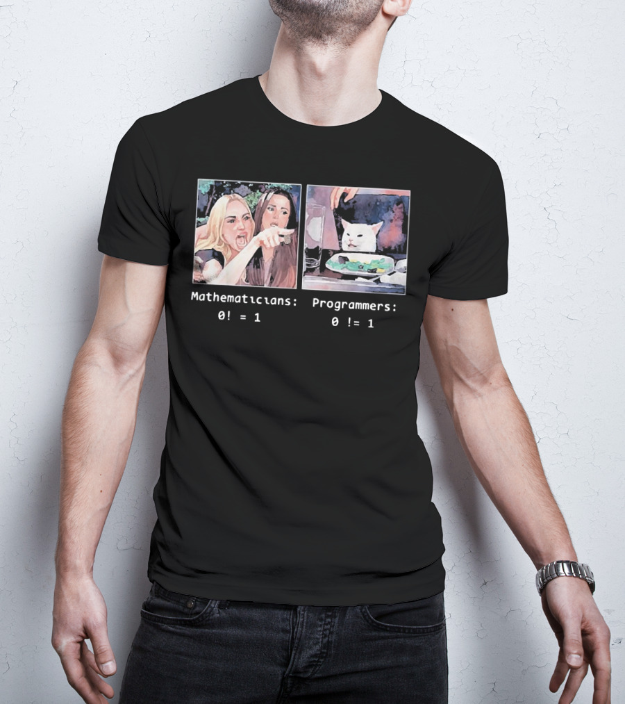 Mathematicians 0 = 1 Yelling At Programmers 0 = 1 Meme T-Shirt