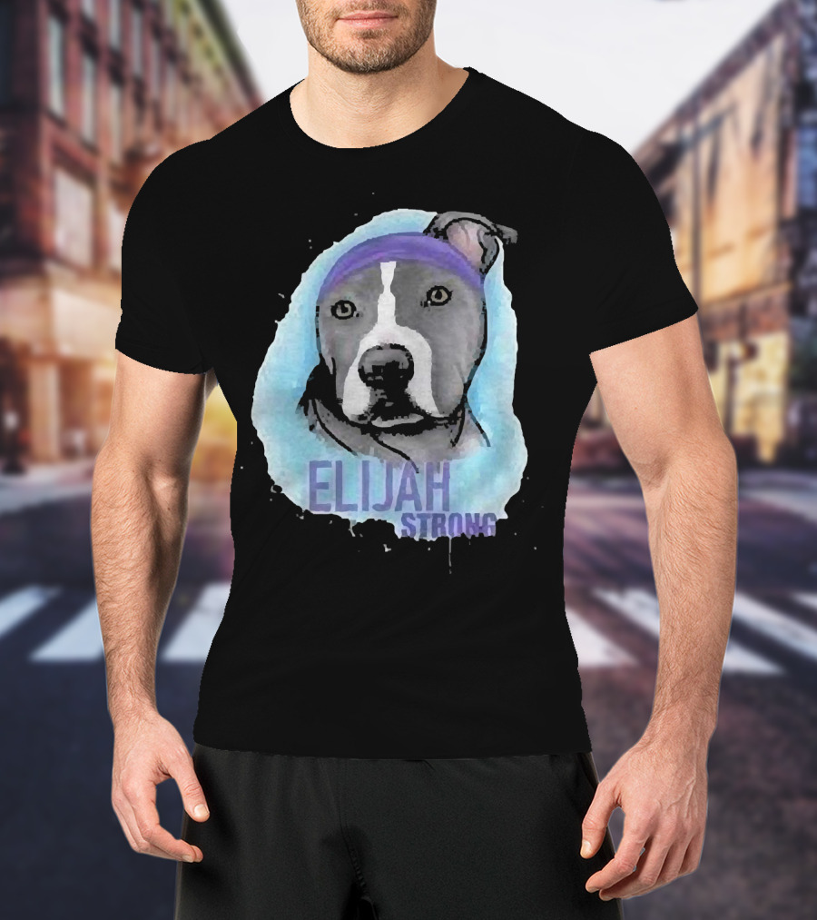 Elijah Strong Watercolor Dog Portrait In Purple Bandana T-Shirt