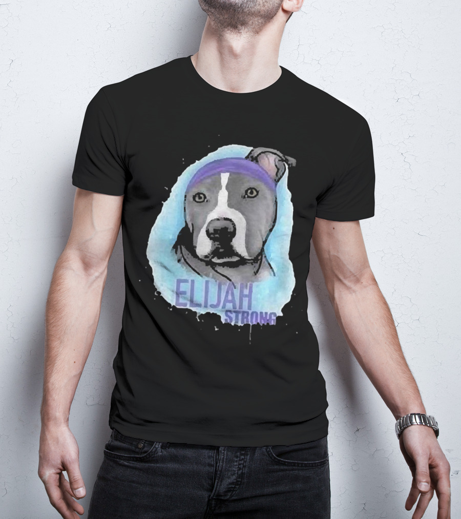 Elijah Strong Watercolor Dog Portrait In Purple Bandana T-Shirt