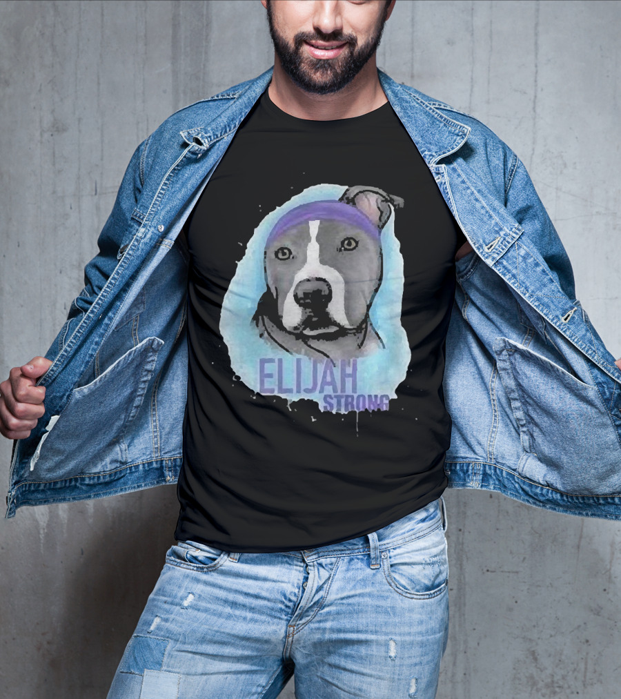 Elijah Strong Watercolor Dog Portrait In Purple Bandana T-Shirt