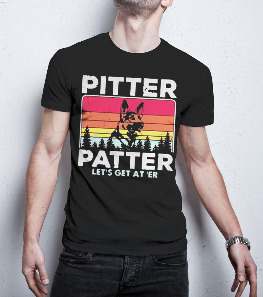 Pitter Patter German Shepherd Let's Get At 'Er Vintage Sunset Forest T-Shirt